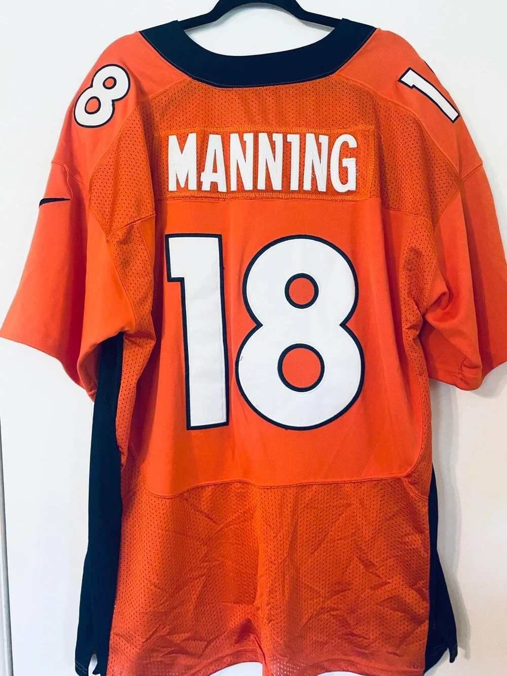 Nike NFL Peyton Manning 18 Denver Broncos On Field Football Jersey 52 XL Orange